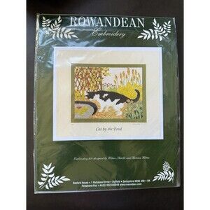 Rowandean Embroidery Kit NIP Garden Range Cat By The Pond  3 3/4” X 2 3/4”
